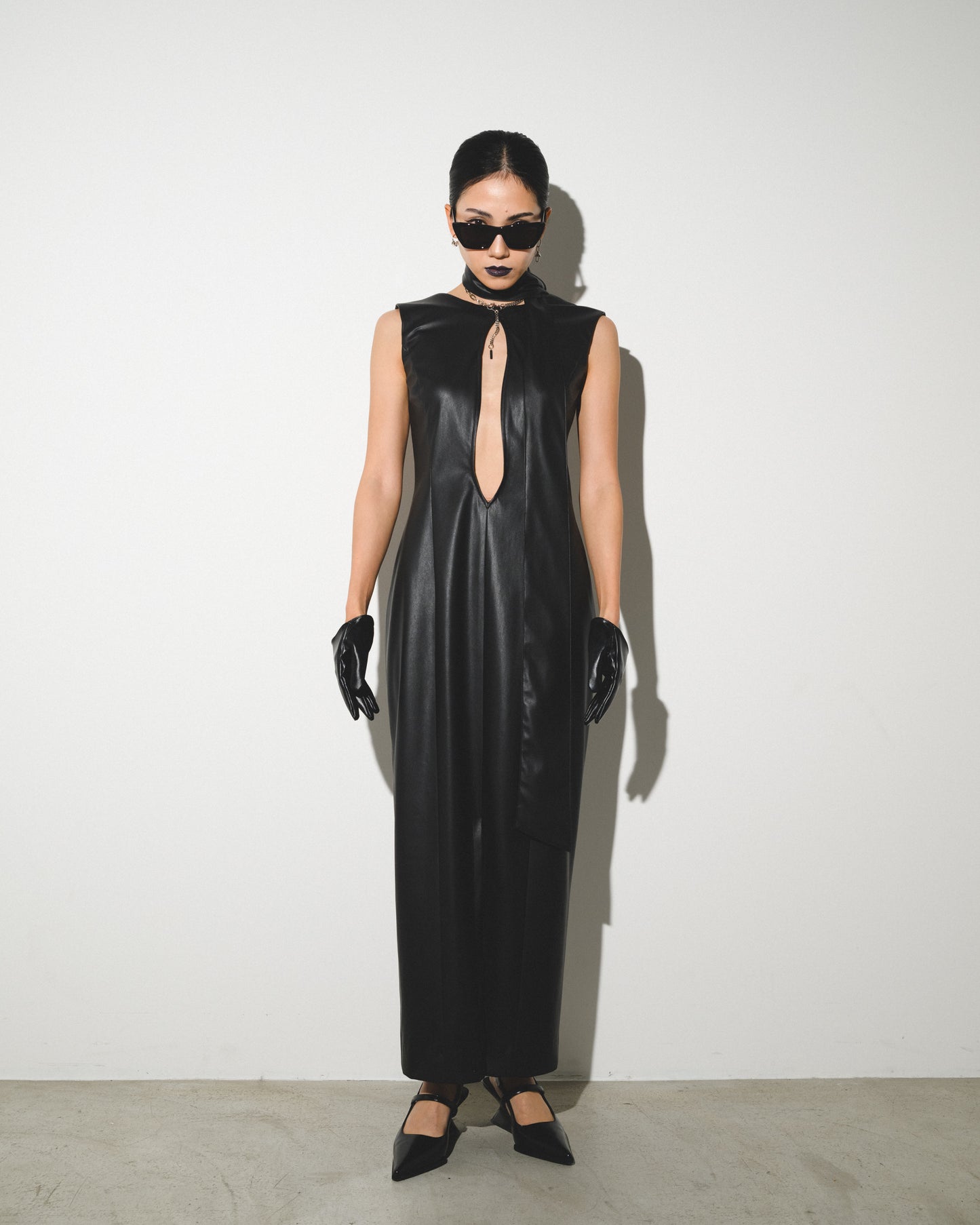 SYNTHETIC LEATHER NARROW DRESS