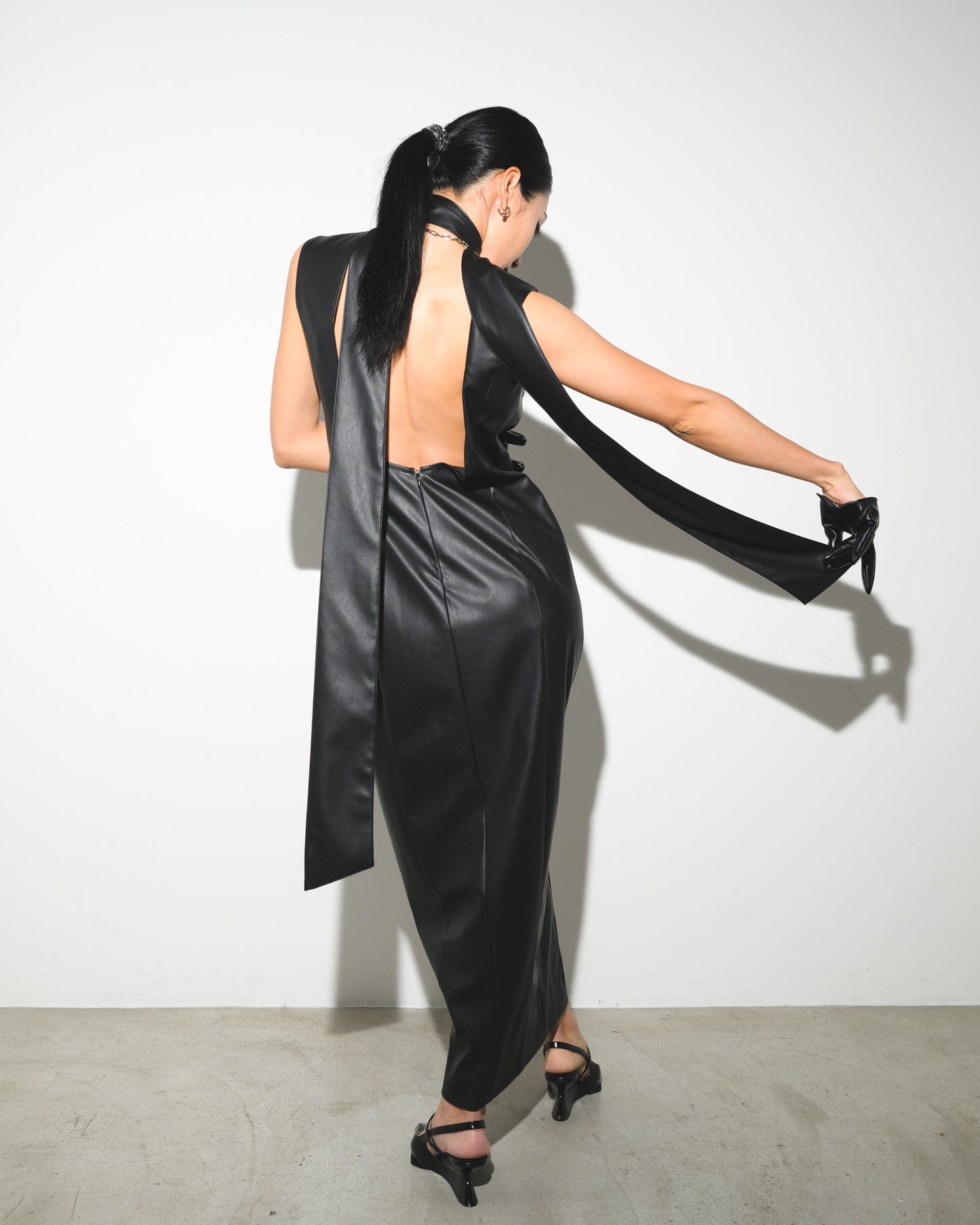 SYNTHETIC LEATHER NARROW DRESS